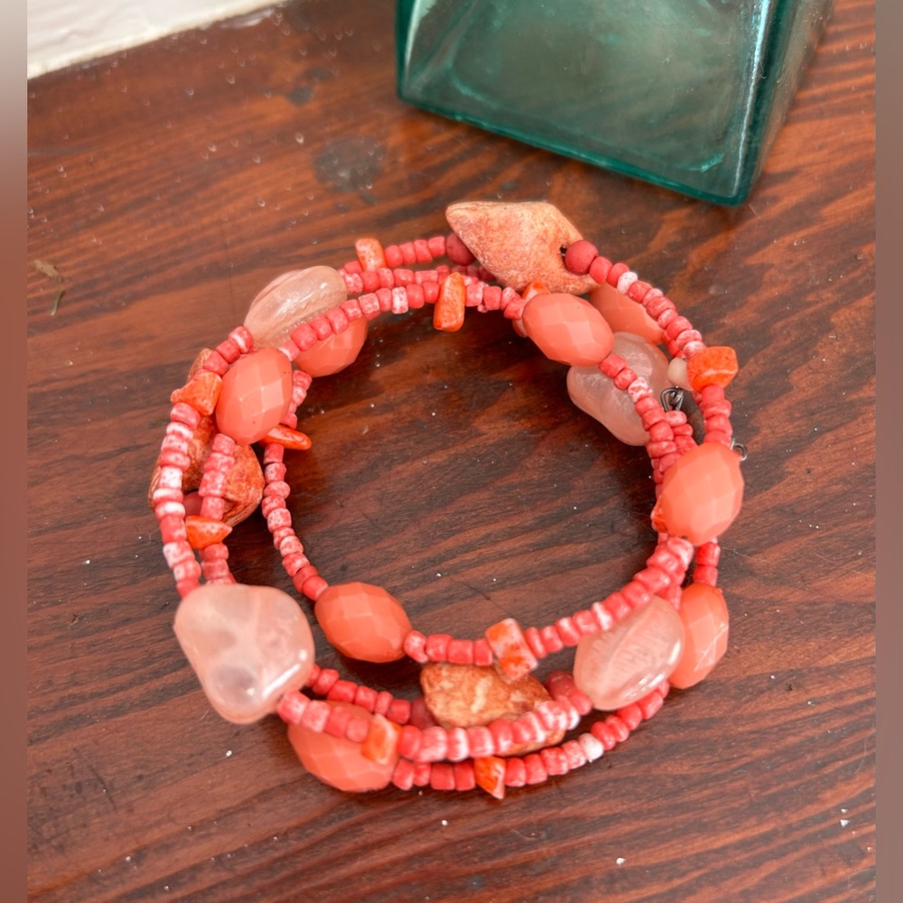 Coral Bracelet Beaded with Stones